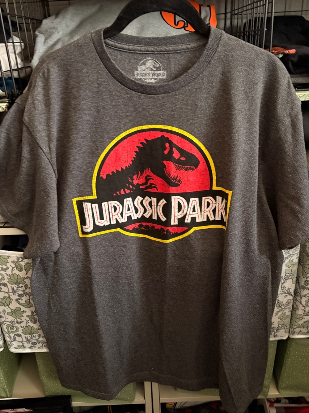 Jurassic Park Graphic Tee - Gray with Red Logo
